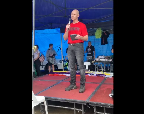 Australian Fire Fighter Speaks Out At Freedom Rally
