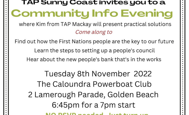 TAP Community Info Evening (Golden Beach)